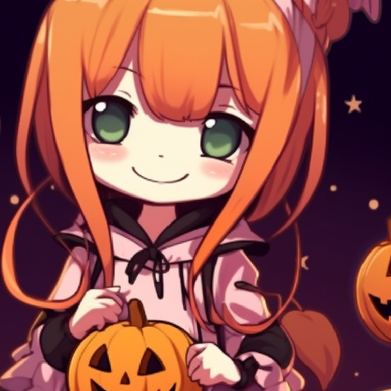 Two characters in ghoulish costumes, standing side by side in a dark setting. cute halloween matching pfp for besties pfp for discord.