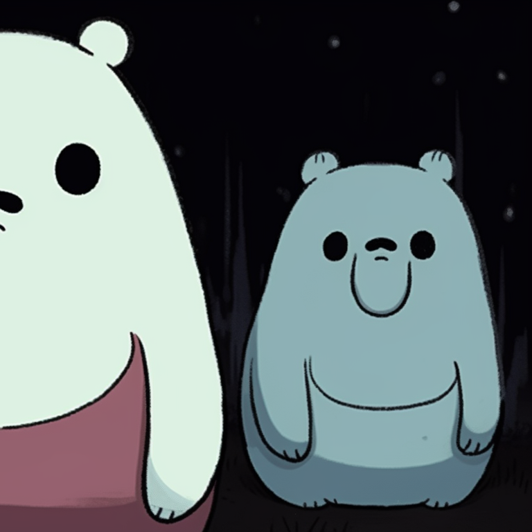 All three bears with superhero capes in a spooky setting, dynamic poses and bold colors. cute we bare bears matching halloween pfp ideas pfp for discord.
