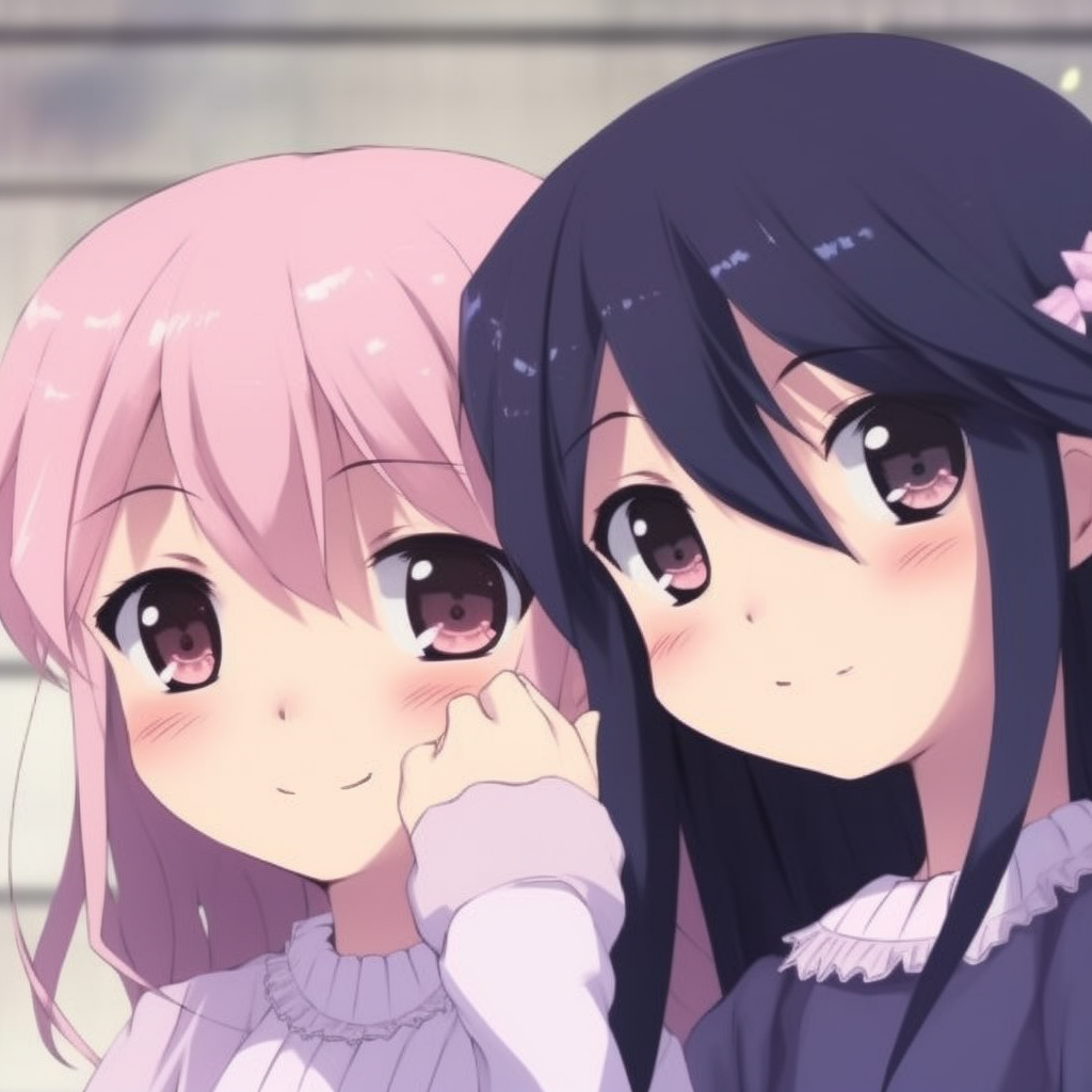 Homura and Madoka in their magical girl outfits, vibrant colors and intricate outfit details. ideal matching anime pfp for best friends - female