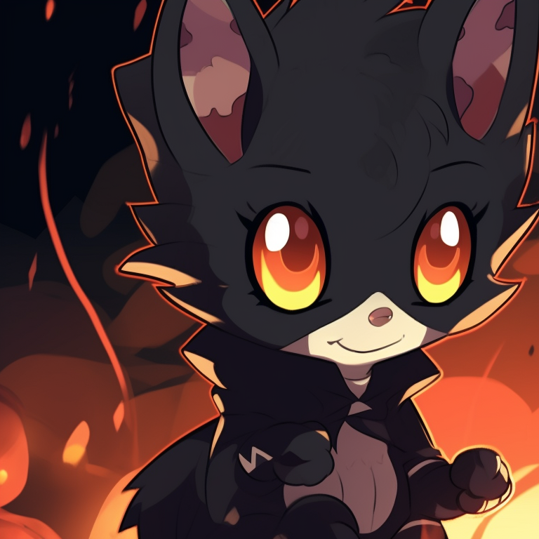 Two dogs, one with devil horns and the other with angel wings, bold lines, contrasting colors and humorously scary. charming dogs matching pfp halloween theme pfp for discord.