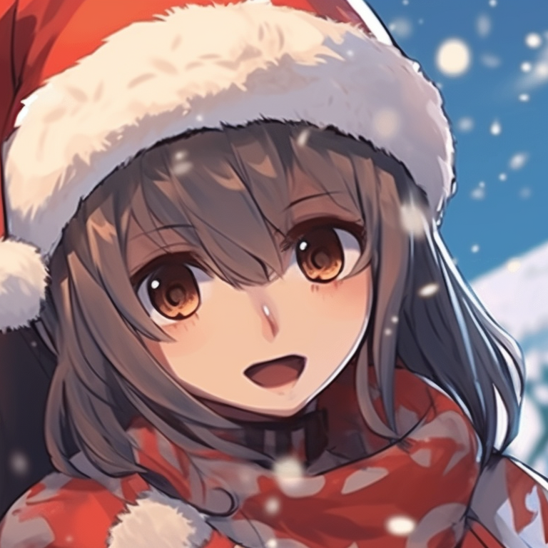 Two characters building a snowman, detailed patterns on their winter attire, exuding a playful vibe. christmas matching pfp for festive pfp for discord.