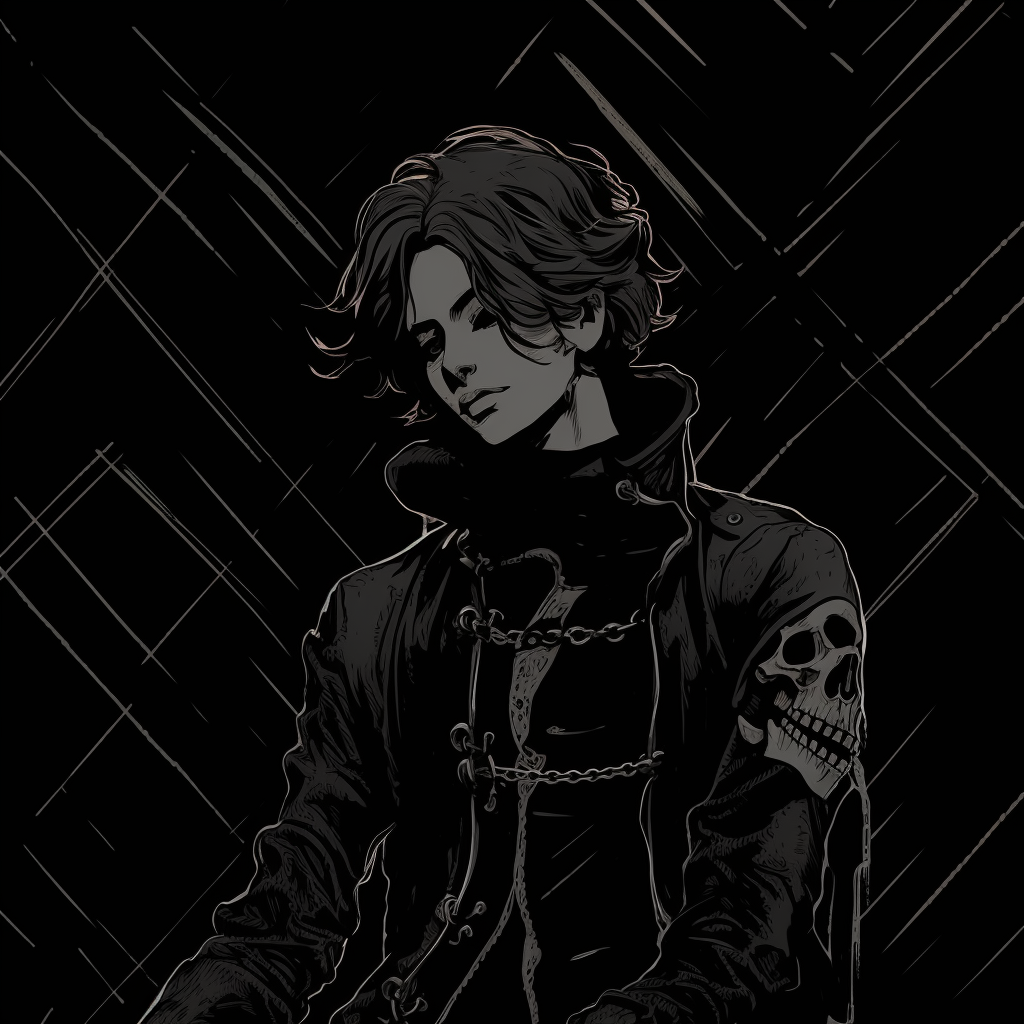 Silhouette of Gothic character under the moonlight, muted tones and high contrast. gothic dark aesthetic pfp pfp for discord.