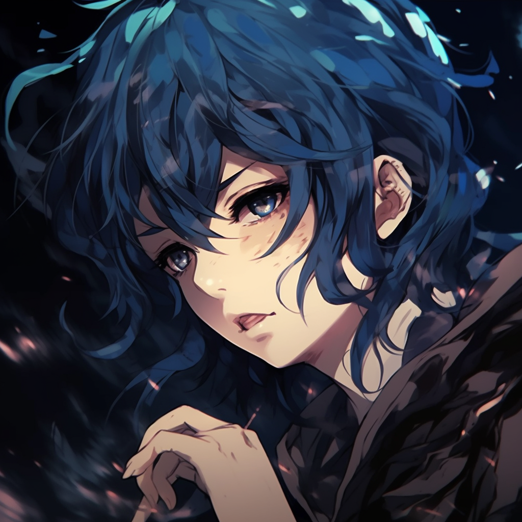 Close up of a blue-haired anime character's eyes, highlighting radiant gleaming colors. best cool pfp anime images pfp for discord.