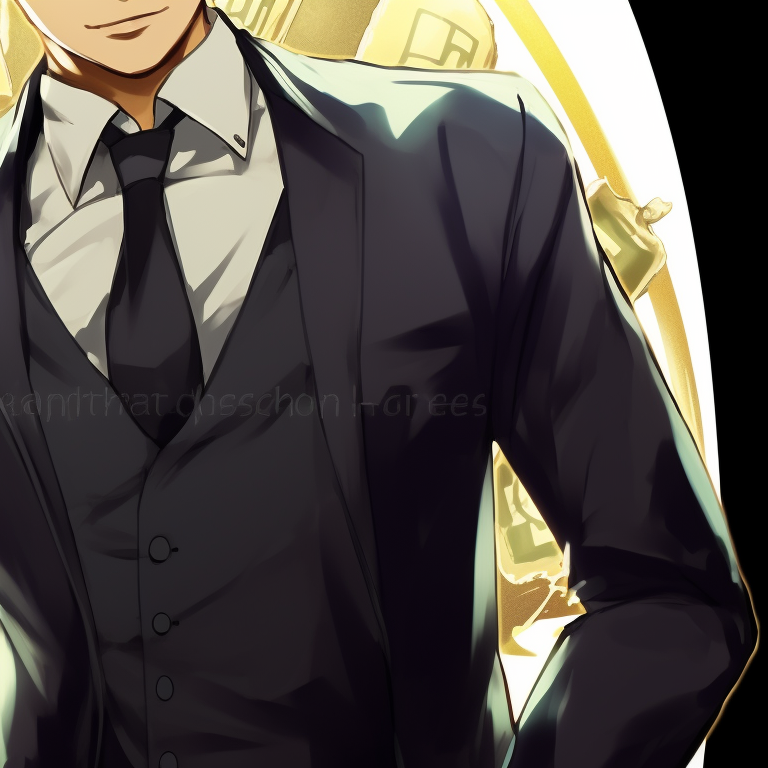 Two characters, Lady K in elegant attire, and the Sick Man in a business suit, both surrounded by finance-related icons. lady k and the sick man matching pfp finance pfp for discord.