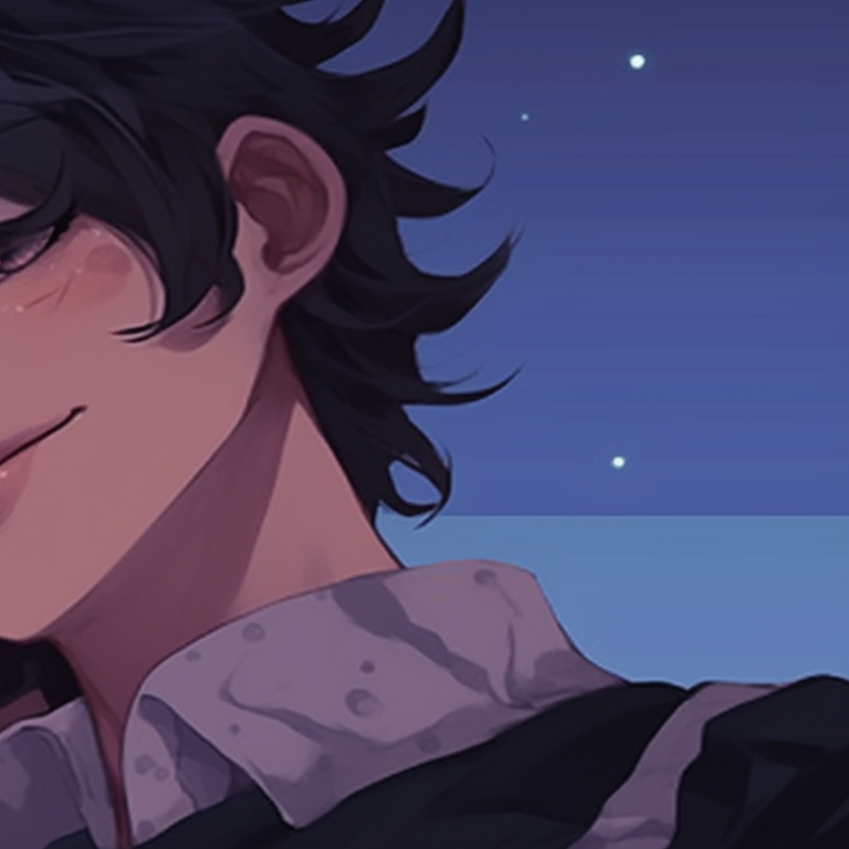 Two characters under a starry sky, soft color palette, lying down side by side. pinterest matching pfp images pfp for discord.