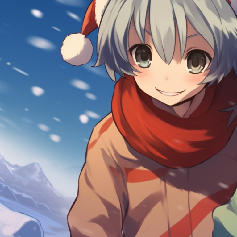 Two characters singing Christmas carols, their mouths open mid-song, subtle excitement and bracing colors. iconic matching christmas art pfp pfp for discord.