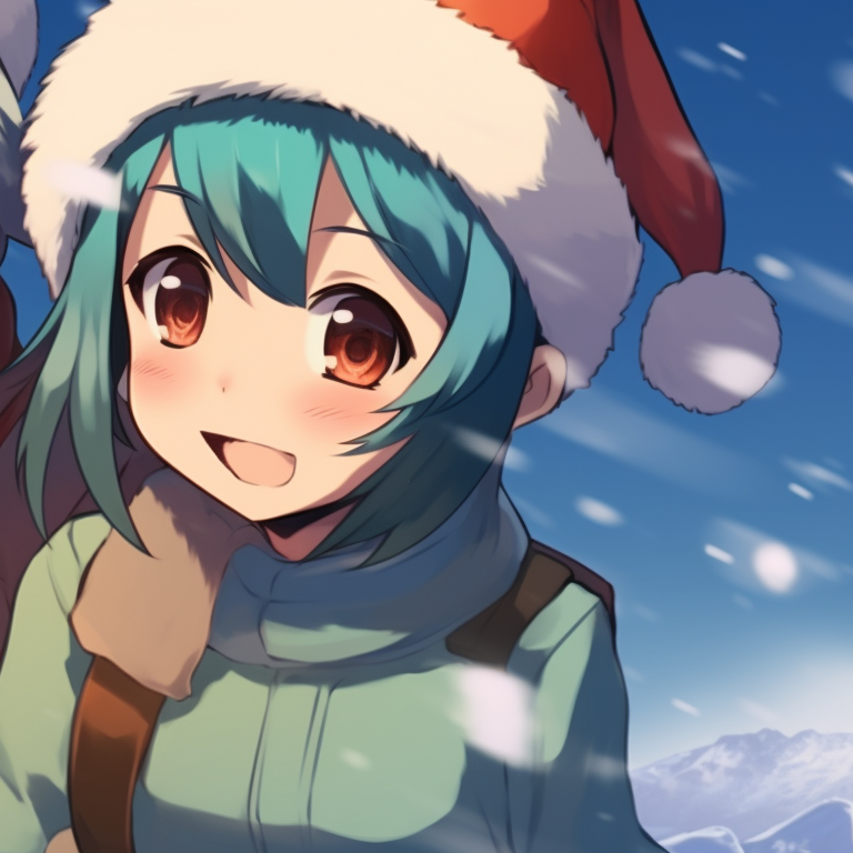 Two characters singing Christmas carols, their mouths open mid-song, subtle excitement and bracing colors. iconic matching christmas art pfp pfp for discord.