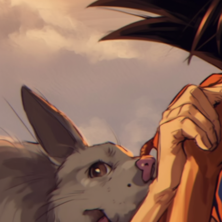 Goku and Chichi preparing for battle, energetic lines and vibrant colors. goku and chichi dragon ball art pfp for discord.