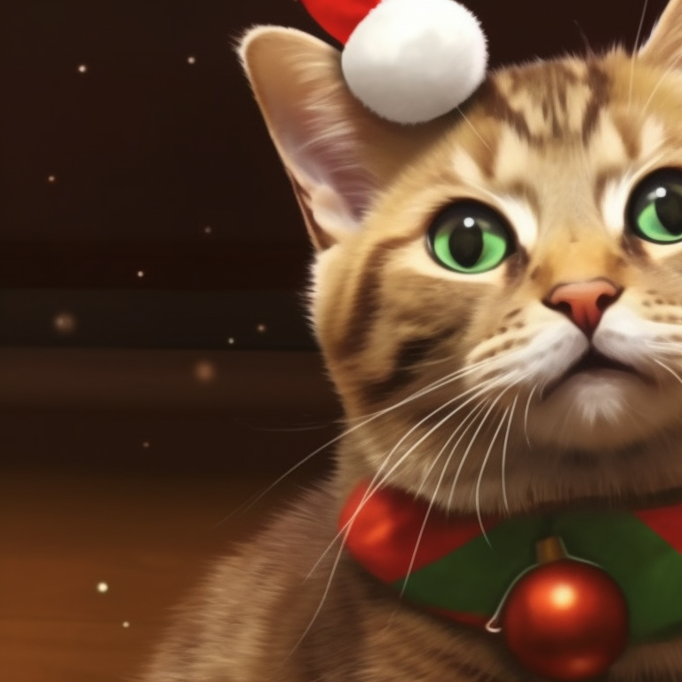 Two cats, one playing with a Christmas bauble and the other with a ribbon, under a lavishly decorated Christmas tree, captured with bright, festive colors. adorable matching cat pfp christmas visuals pfp for discord.