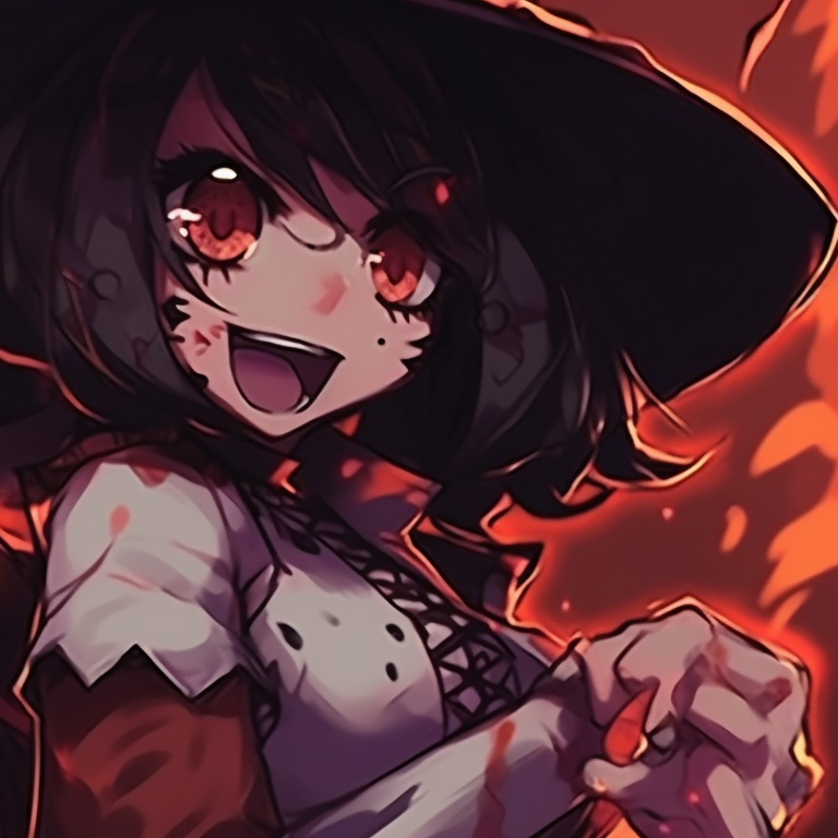 Two characters, dark Halloween colors and eerie glow effects, standing back-to-back. mha matching pfp halloween theme party designs pfp for discord.