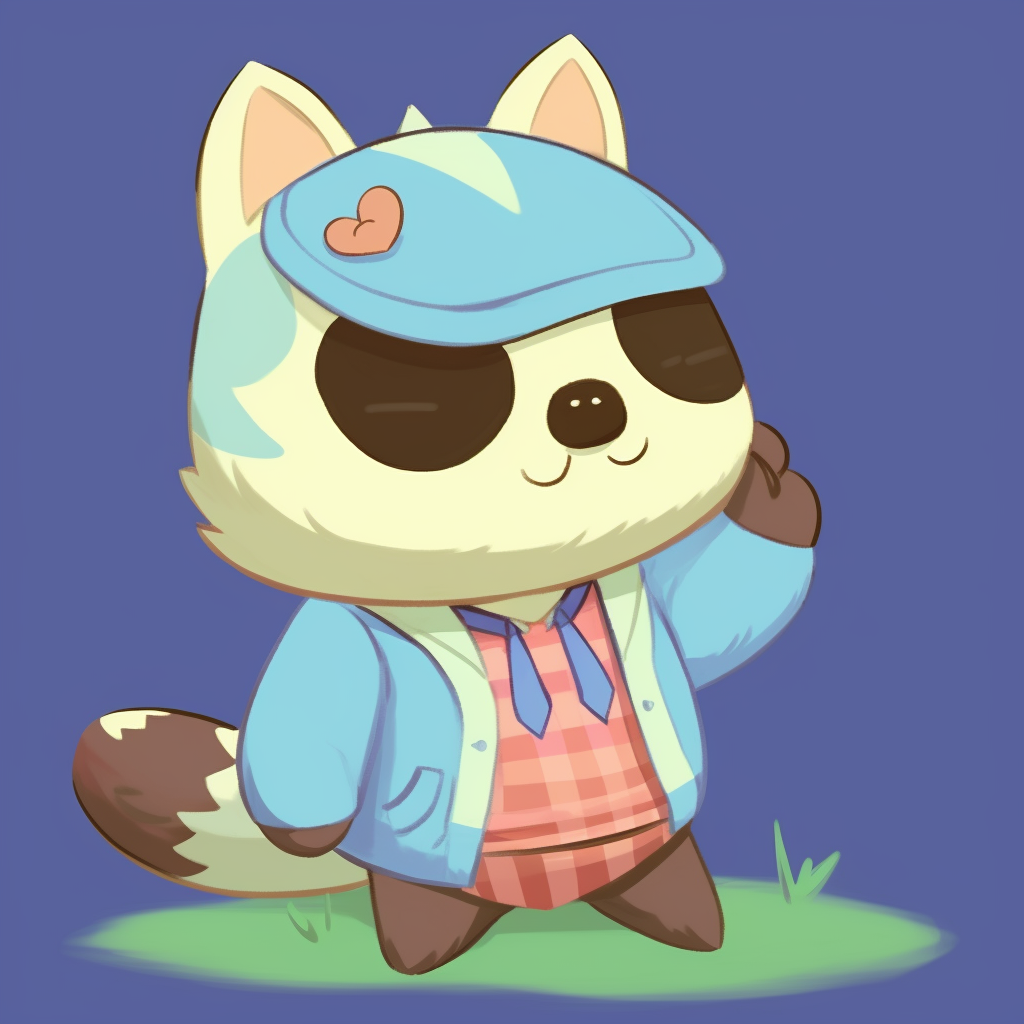 Tom Nook in a relaxed pose, vibrant colors and bold linework. animal crossing pfp humorous