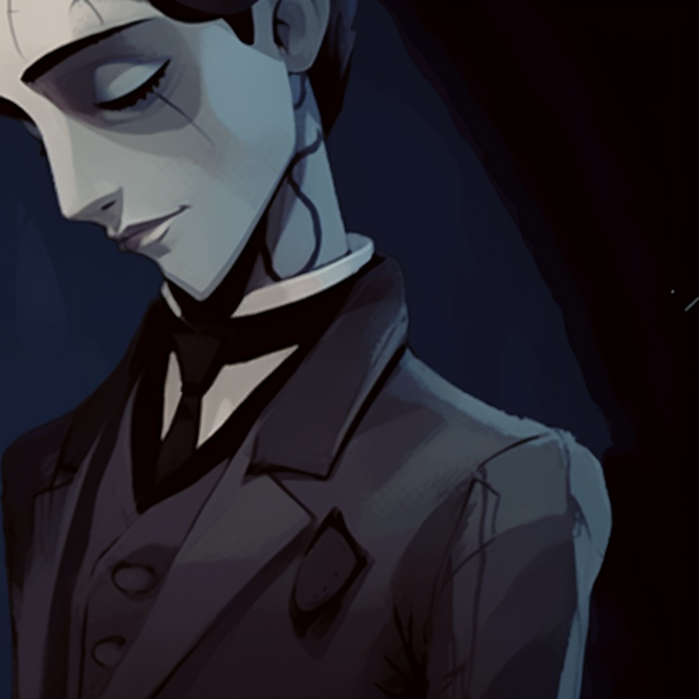 Close-up of Victor and Emily, strong contrasts and intricate details. victor and emily corpse bride matching pfp pfp for discord.