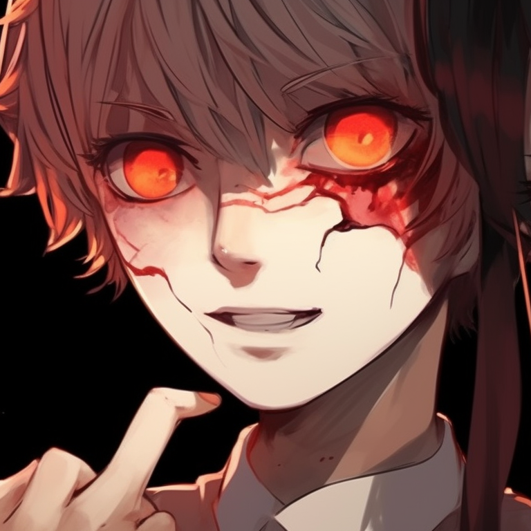 Two characters, intense expressions, heavy shading and a blue-gray color scheme. chainsaw man themed matching pfp pfp for discord.