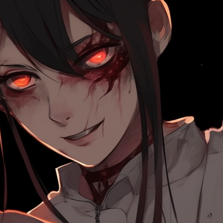 Two characters, intense expressions, heavy shading and a blue-gray color scheme. chainsaw man themed matching pfp pfp for discord.