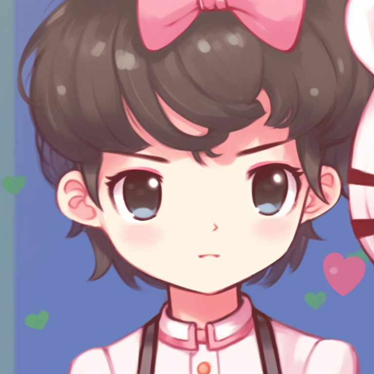 Close-up of two characters, soft expressions and Hello Kitty accessories. hello kitty pfp matching trends pfp for discord.