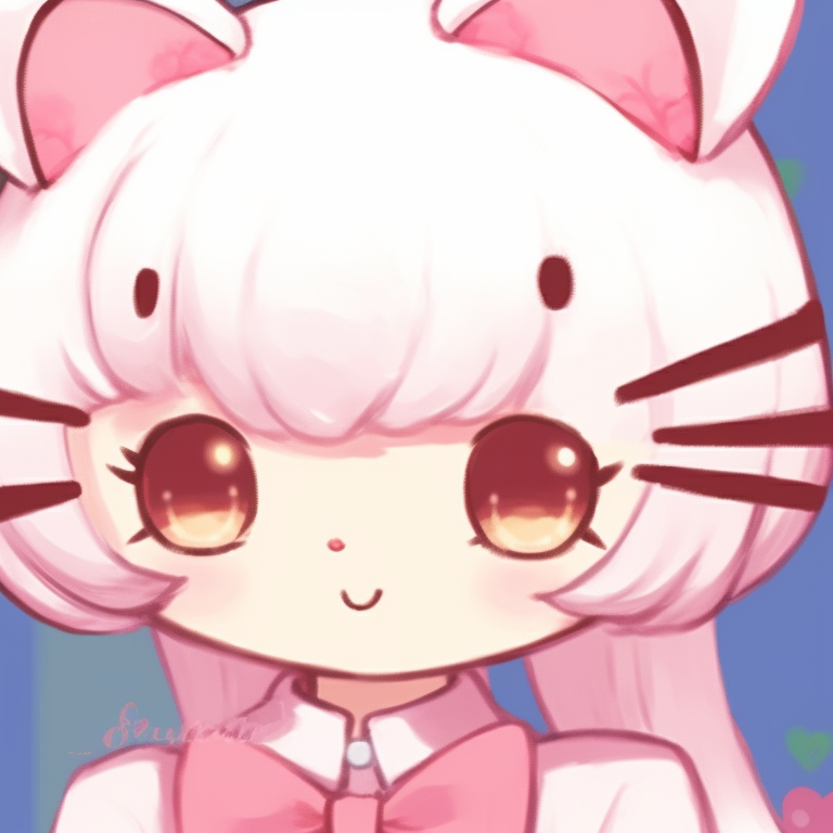 Close-up of two characters, soft expressions and Hello Kitty accessories. hello kitty pfp matching trends pfp for discord.