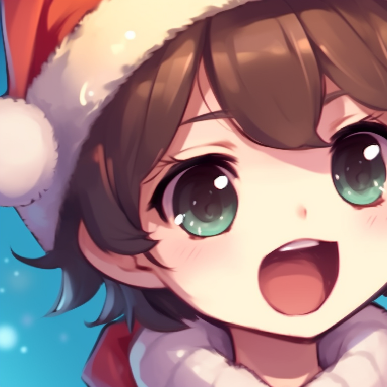 Two young characters holding a Christmas gift, bright colors and cheerful expressions. best matching christmas themed pfp for 2023 pfp for discord.