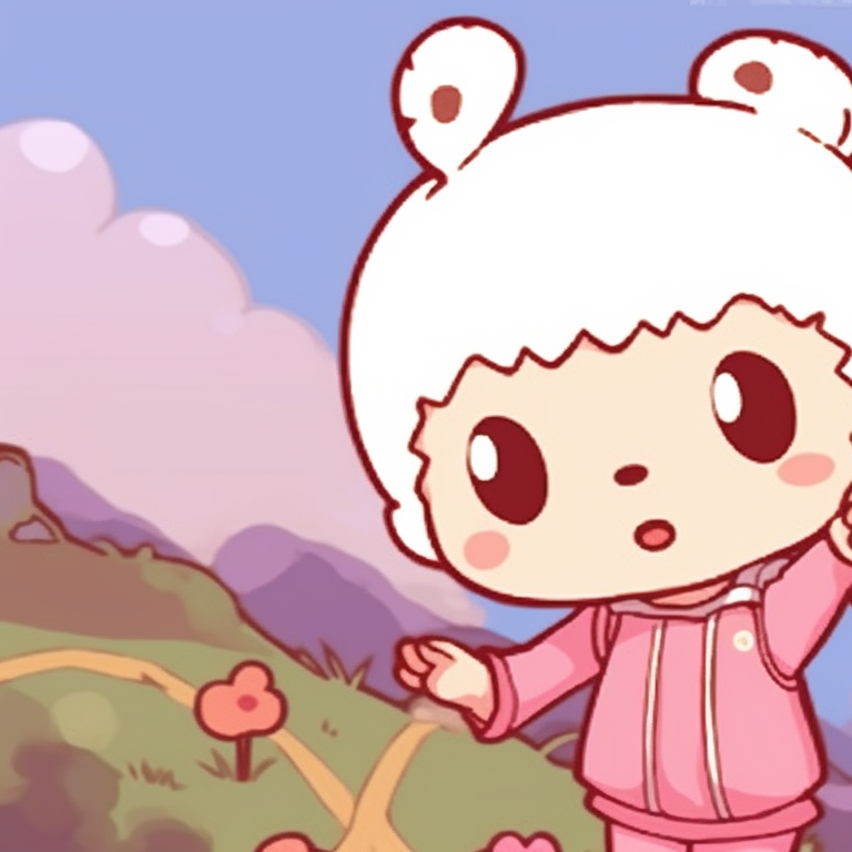 Two characters dancing joyfully, animation done in livid colors with an appealing background. cartoon based matching sanrio pfp pfp for discord.