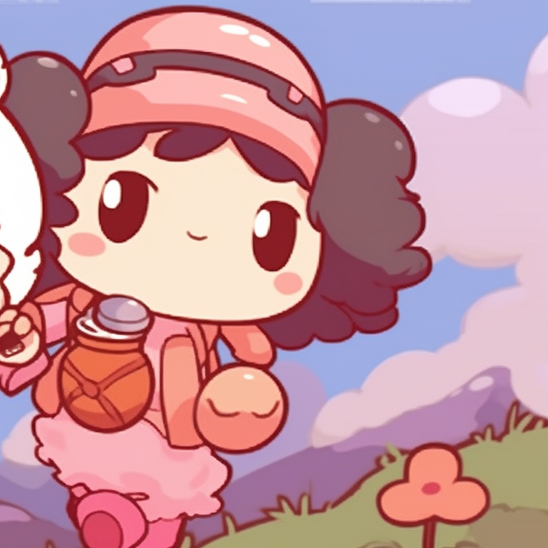 Two characters dancing joyfully, animation done in livid colors with an appealing background. cartoon based matching sanrio pfp pfp for discord.