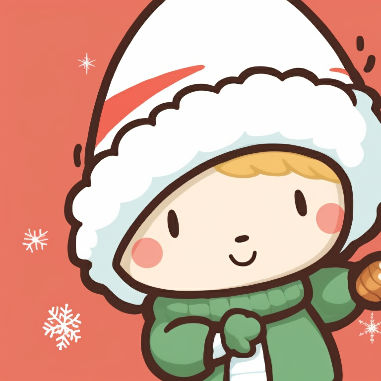 Two characters with candy canes forming a heart, vibrant colors and simplistically charming details. matching christmas sanrio pfp shopping pfp for discord.