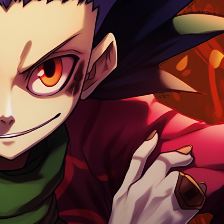Two characters humorously trying to scare each other, profile picture has warm colors and flat shading. hunter x hunter matching pfp halloween theme ideas pfp for discord.