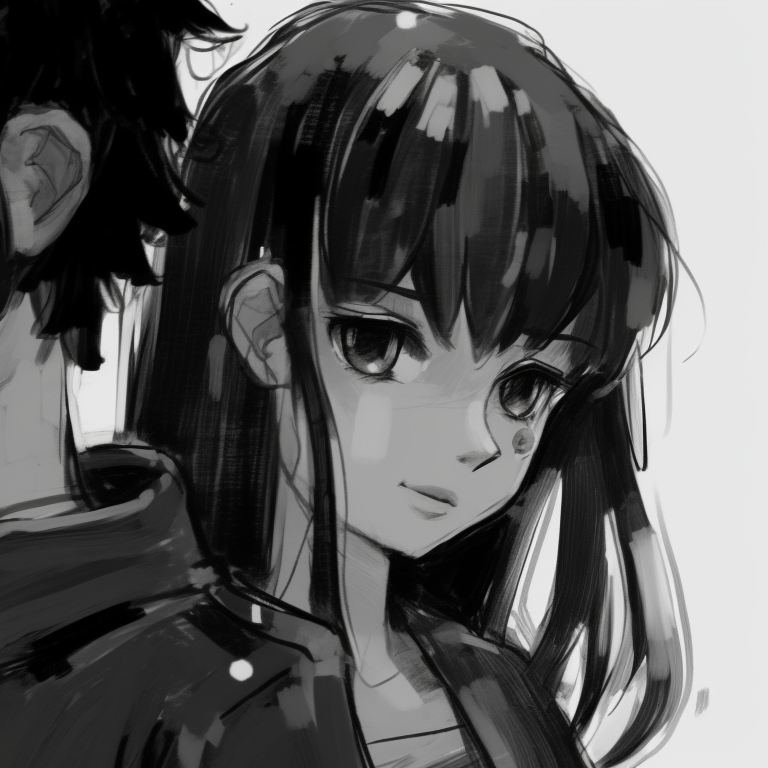 Male and female figures, layered with bold shades, their bodies overlapping, depicting a shared destiny. black and white matching pfp boy and girl pfp for discord.