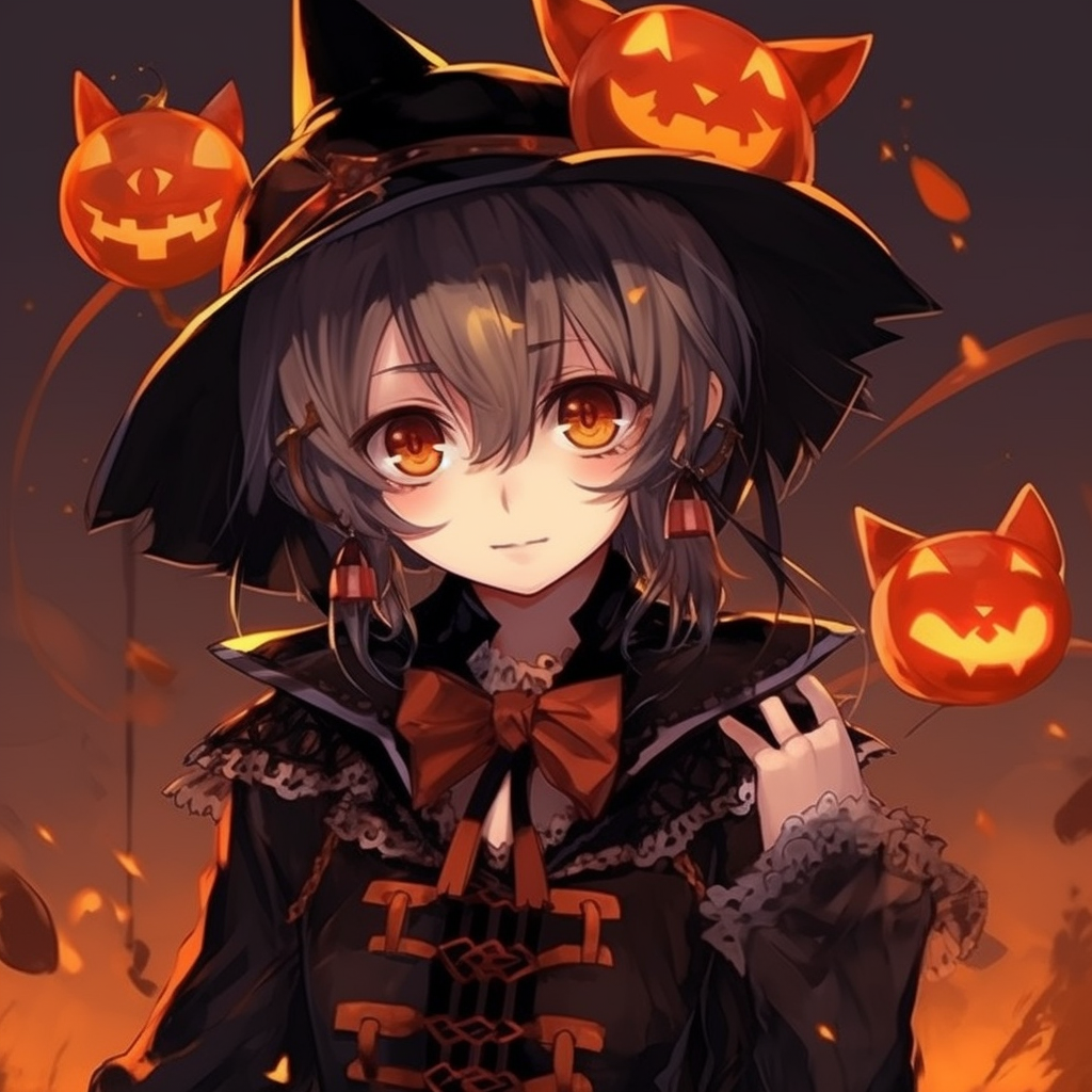 Image of an anime pair donned in Halloween attire, capturing elements of fantasy and horror. halloween anime pfp pairing