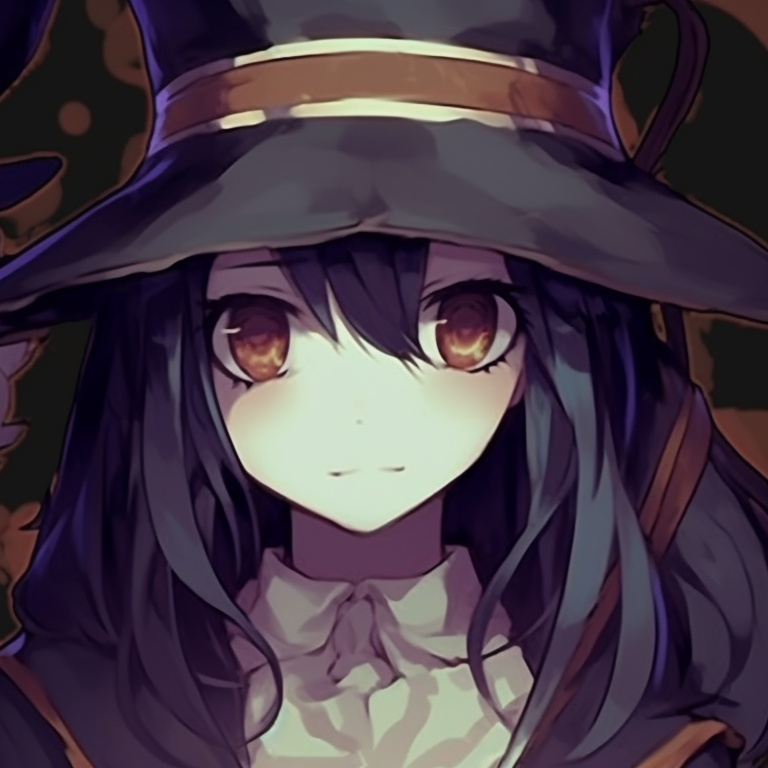 Two mystical creatures under shadowy trees, hints of orange and black. halloween pfp themes pfp for discord.