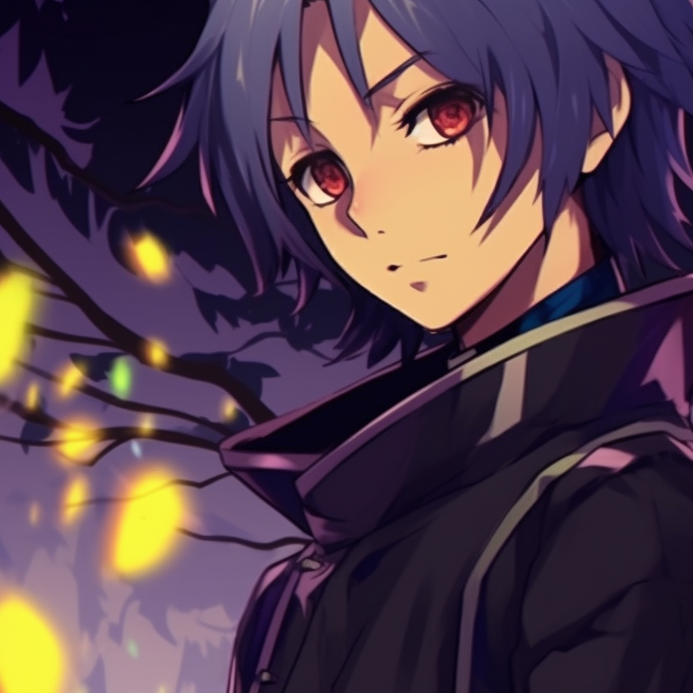 Shinobu and Giyuu under a hauntingly beautiful moonlit sky, creating a mysterious but captivating atmosphere. diy halloween themed matching pfp for shinobu and giyuu pfp for discord.