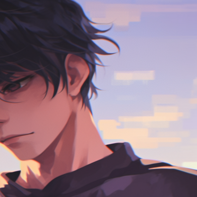 Two characters, one with fiery aura and other with calm energy, deep hues and intense eyes. cool anime matching pfp couple pfp for discord.