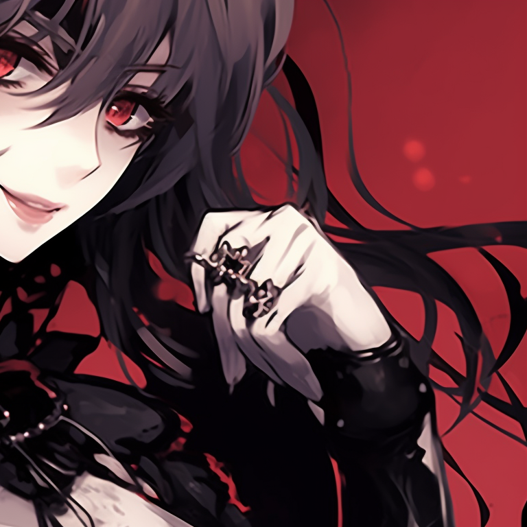 Two characters in Victorian era attires, dim lighting and muted colours, dancing. dark matching pfp halloween theme couples pfp for discord.