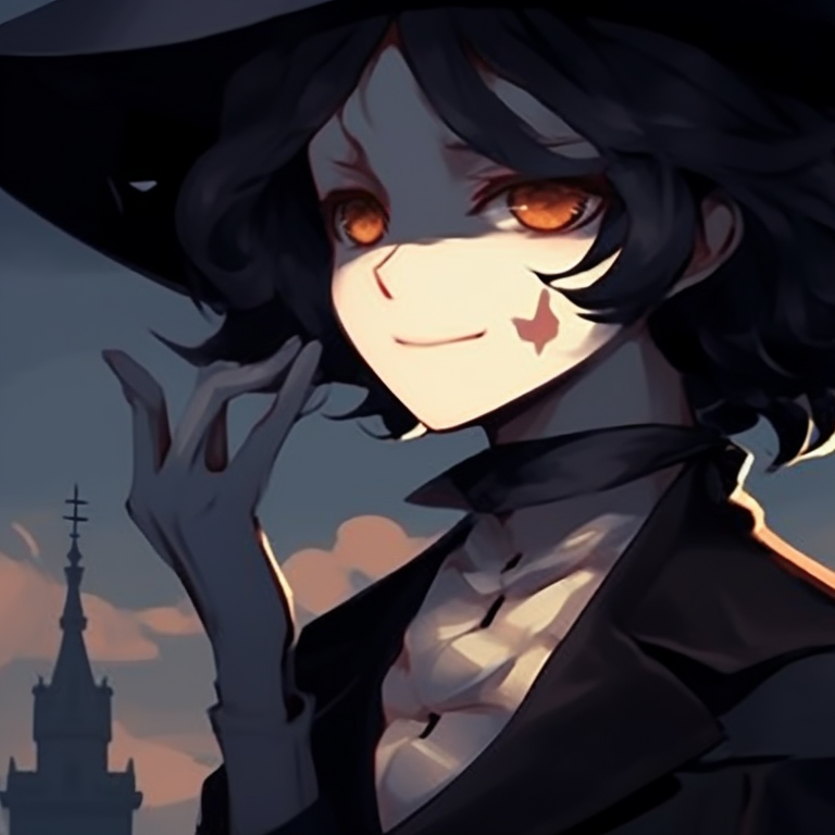 Two characters in front of a graveyard, skeletal details, distressed textures, blacks and purples dominate. spooky halloween pfp matching pfp for discord.