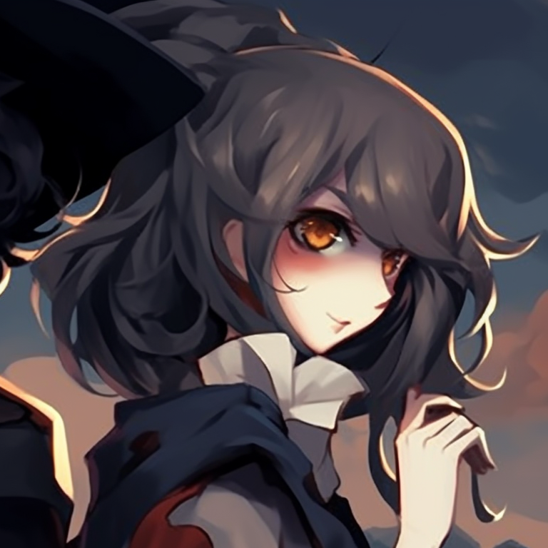 Two characters in front of a graveyard, skeletal details, distressed textures, blacks and purples dominate. spooky halloween pfp matching pfp for discord.