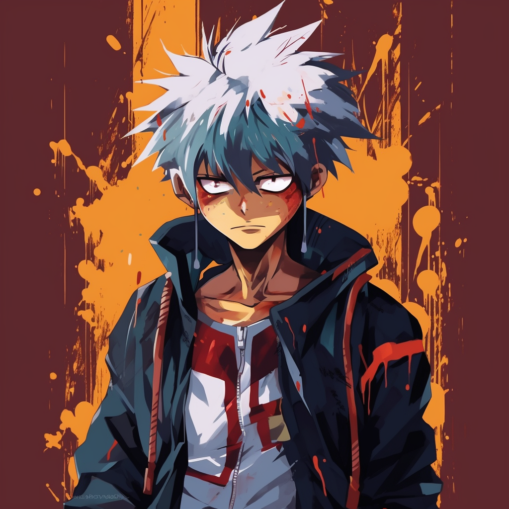 Todoroki Shouto in drip streetwear, contrasting colors reflecting his dual Quirk. charming drip anime characters pfp for discord.