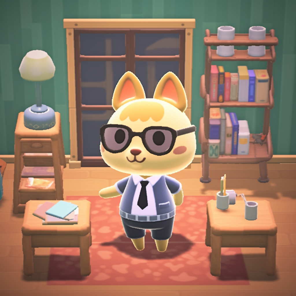 Tom Nook selling furniture, with bold lines and warm tones. tom nook animal crossing pfp