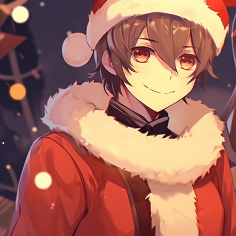 Two characters guarding a stack of presents, joyous expressions and vibrant colors. versatile christmas pfp for discord pfp for discord.