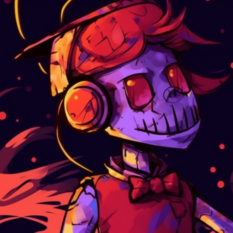 Two FNAF characters, softer hues and relaxed poses, illuminated by the soft moonlight. matching fnaf halloween profile images pfp for discord.