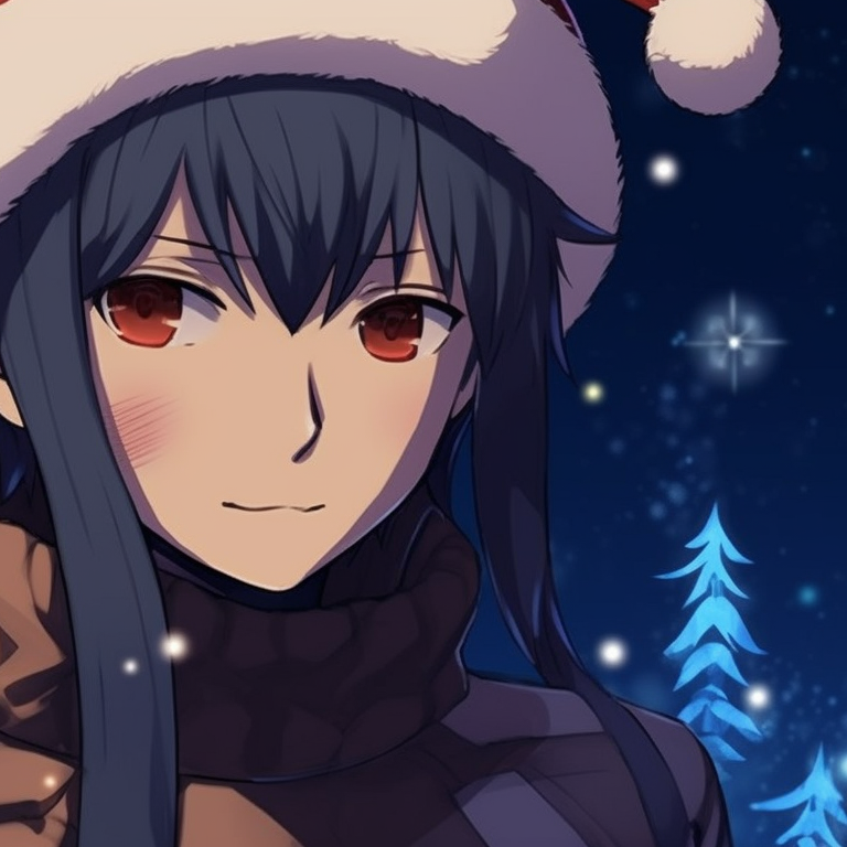 Two characters revealing Christmas gifts, joyous expressions, and contrasting holiday colors. top-tier naruto christmas matching profile pics pfp for discord.