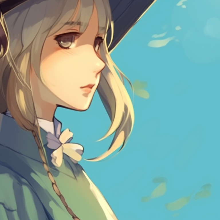 Howl and Sophie in elegant attire, darkened colors and Halloween-themed accessories. howl's moving castle halloween matching pfp ideas pfp for discord.