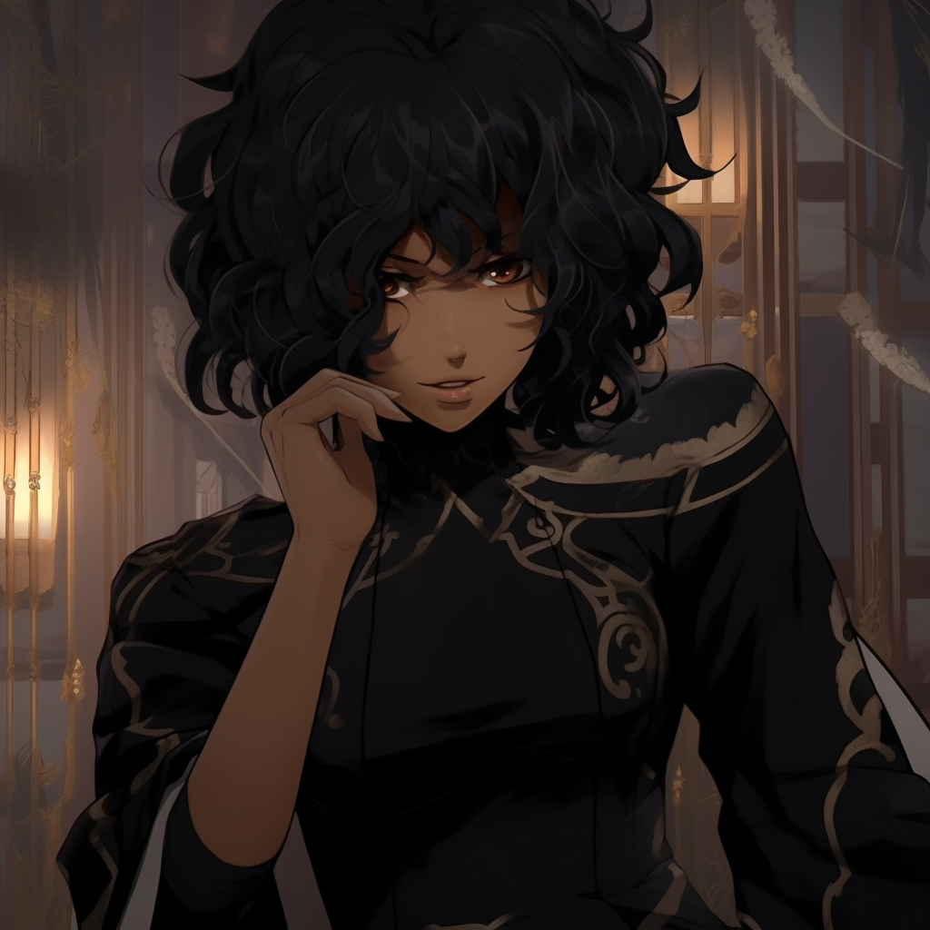 Illuminated eyes of an anime character against a dark backdrop, striking detail and vibrant colors are apparent. elegant black pfp anime pfp for discord.