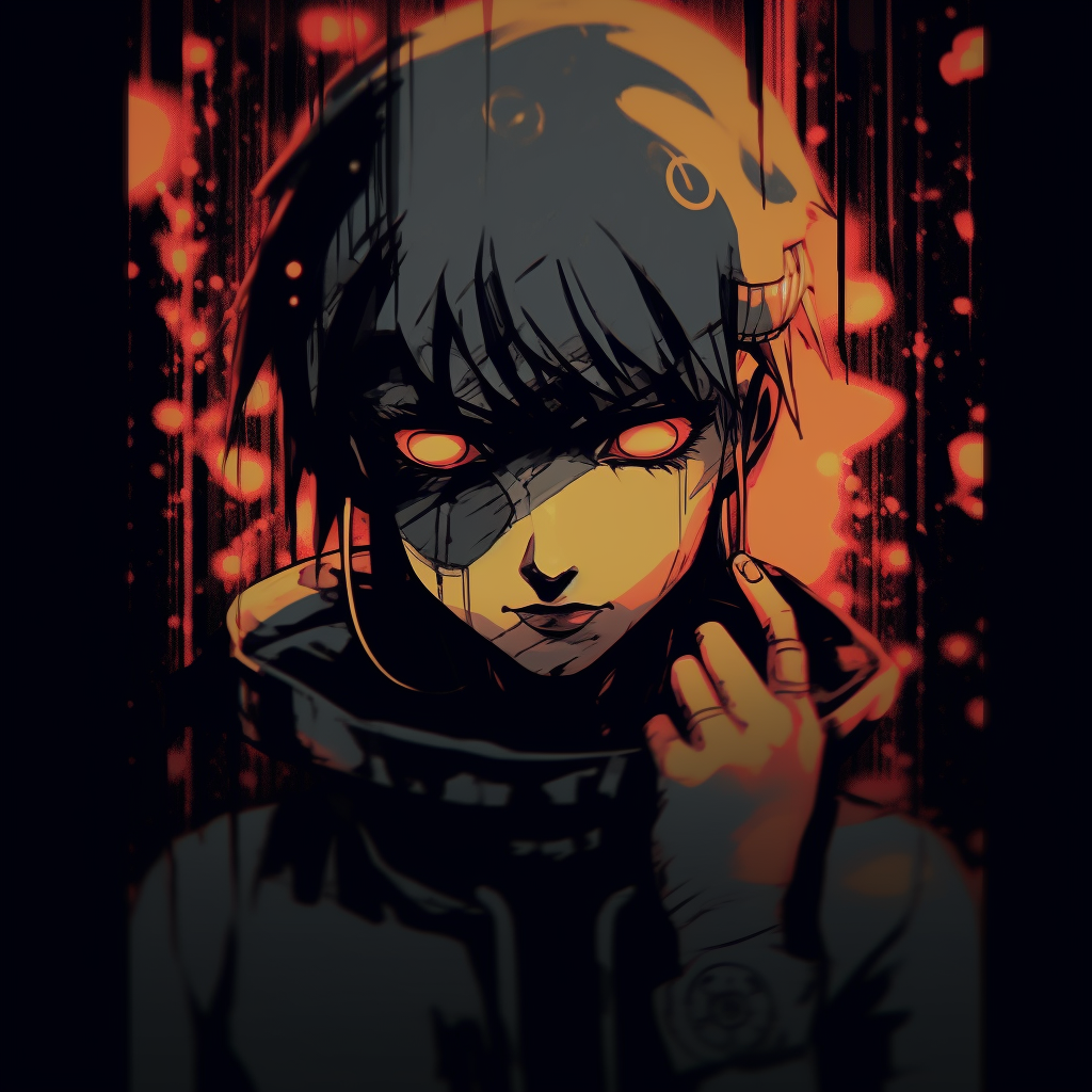 Death Note's Ryuk in grunge style, dark tones and intricate details. exceptional anime grunge pfp for guys