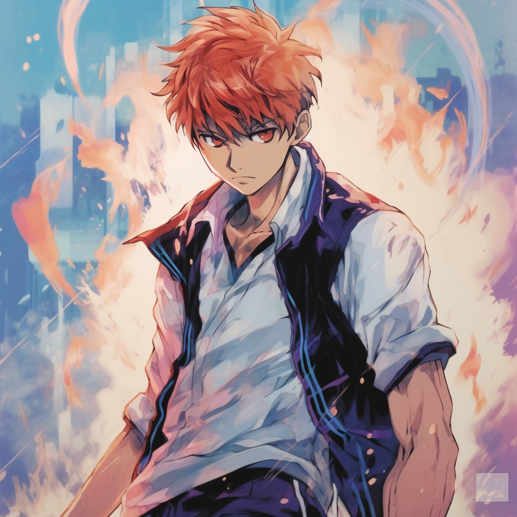 Sakuragi leaping in mid air, detailed sketches and sharp lines. cool pfp anime scenarios pfp for discord.