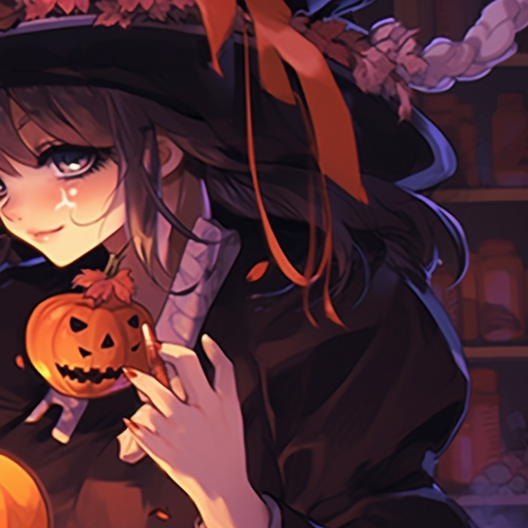 Two characters, eerie aura, with dominantly dark colors, whispering secrets. animated halloween-themed anime pfp gifs pfp for discord.