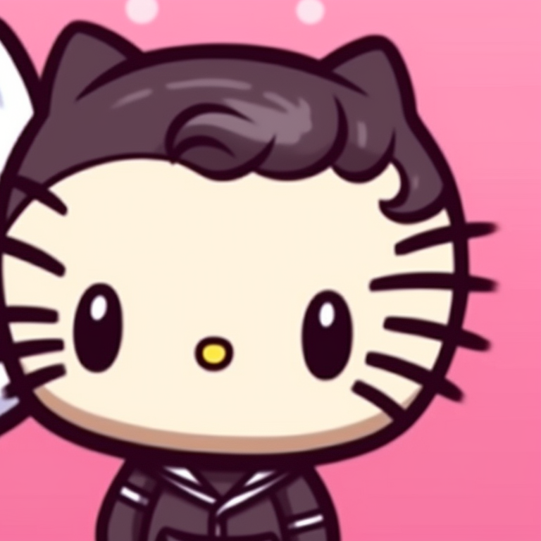 Hello Kitty and Spiderman, vibrant colors and fun poses, facing each other. hello kitty and spiderman match pfp pfp for discord.