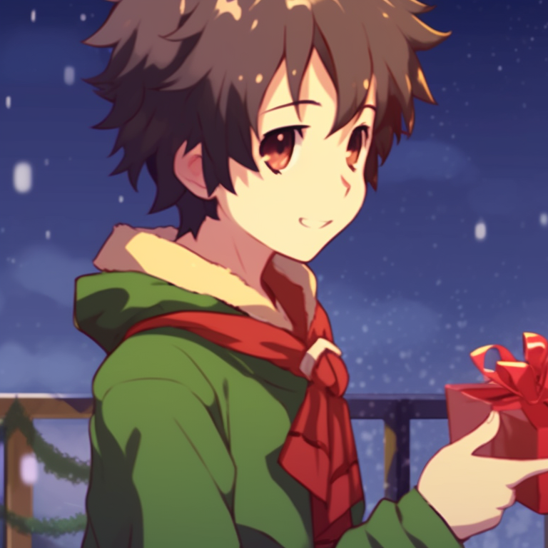 Two characters building a snowman, winter attire, serene and snowy backdrop. matching cute christmas pfp gif - holiday spirit pfp for discord.