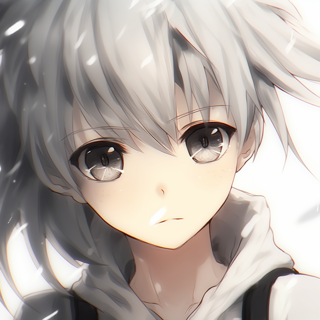 Demon Princess seductive against stark white backdrop, her silver hair flowing magically and large wings break the white monotony, engaging viewers with a edgy art style. popular white anime pfp selection