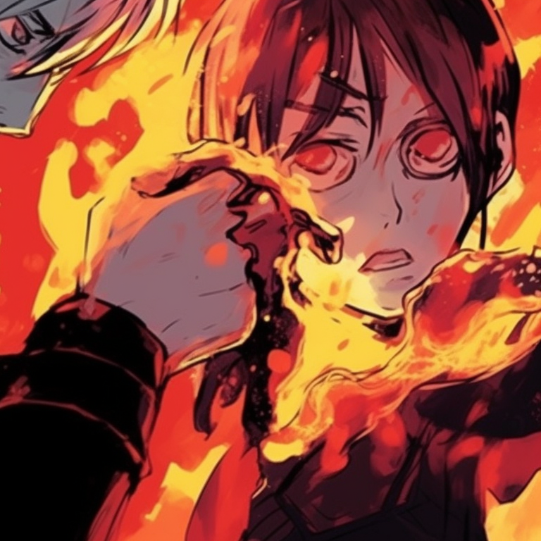 Two characters side by side in battle stances, dynamic composition and grim atmosphere. chainsaw man coordinated pfp pfp for discord.