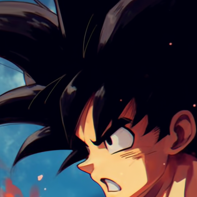 Two characters in their martial arts uniforms, striking dynamic poses, bold lines. goku and chichi matching portraits pfp for discord.