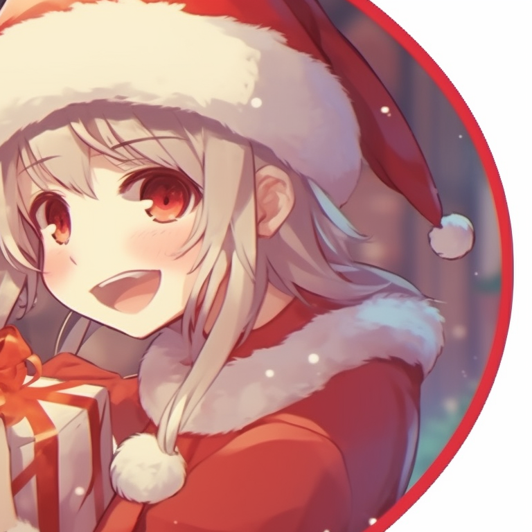 Two characters in matching Christmas sweaters, fine detailing and holiday-themed patterns. ideal couples matching christmas pfp pfp for discord.