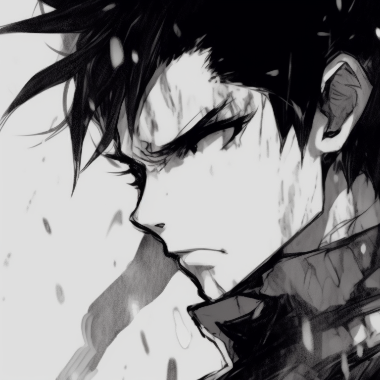 Two characters depicting Yin and Yang, balanced black and white shades, symbolic poses. black and white matching pfp anime styles pfp for discord.